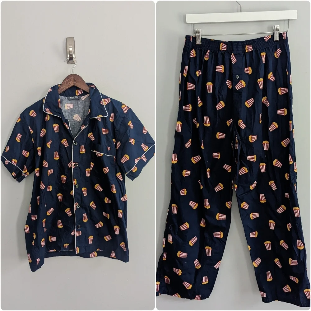 NEW Mens Baleno Popcorn Cotton Pajamas Unisex Large